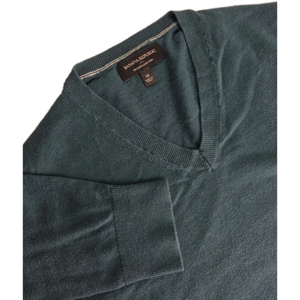 Banana Republic Premium Luxe Yarn Silk Cashmere V Neck Sweater Teal Blue Men's M